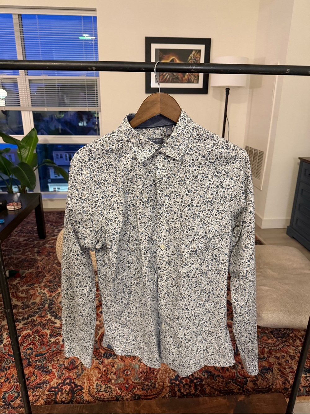 Van Heusen White Shirt with Blue Floral Print